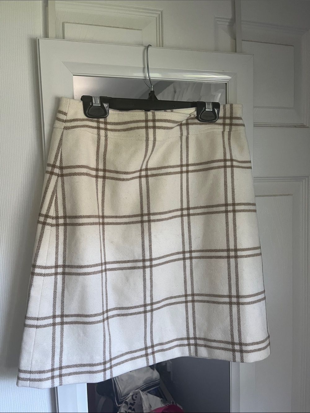 J. Crew Cream Plaid Mini Skirt